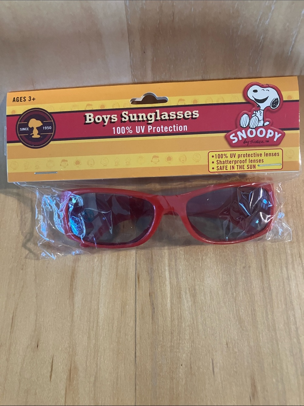 Boys Red Peanuts Sunglasses "GOAL!" 100% UV Protection